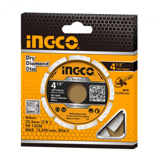 Δίσκος Διαμαντέ Δομικών 115mm DMD0111523 INGCO