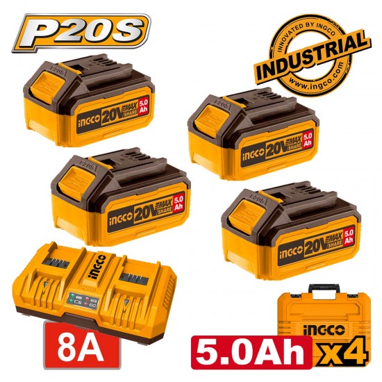 FBCLI20285 Μπαταρίες 4 τεμ. 20V 5.0Ah + Ταχυφορτιστής 8A 2 Θέσεων + Βαλίτσα Σετ 6 τεμ. FBCLI20285 Μπαταρίες 4 τεμ. 20V 5.0Ah + Ταχυφορτιστής 8A 2 Θέσεων + Βαλίτσα Σετ 6 τεμ.