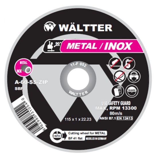 Δίσκος Κοπής 115 x 1.0mm Metal Inox 55-1151022 WALTTER