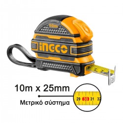 Μετροταινία με Διπλό Στοπ 10m x 25mm HSMT081025-1 INGCO