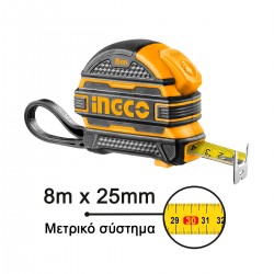 Μετροταινία με Διπλό Στοπ 8m x 25mm HSMT08825-1 INGCO