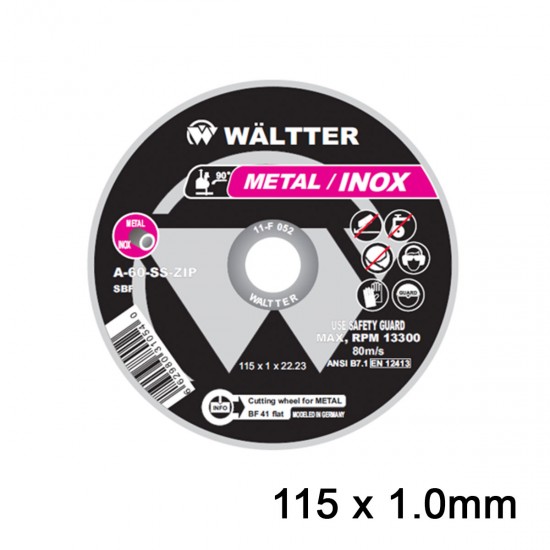 Δίσκος Κοπής 115 x 1.0mm Metal Inox 55-1151022 WALTTER