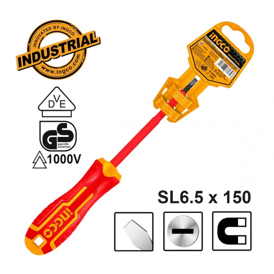 Κατσαβίδι Ηλεκτρολόγου Ίσιο 1000V VDE SL6.5x150 mm INGCO