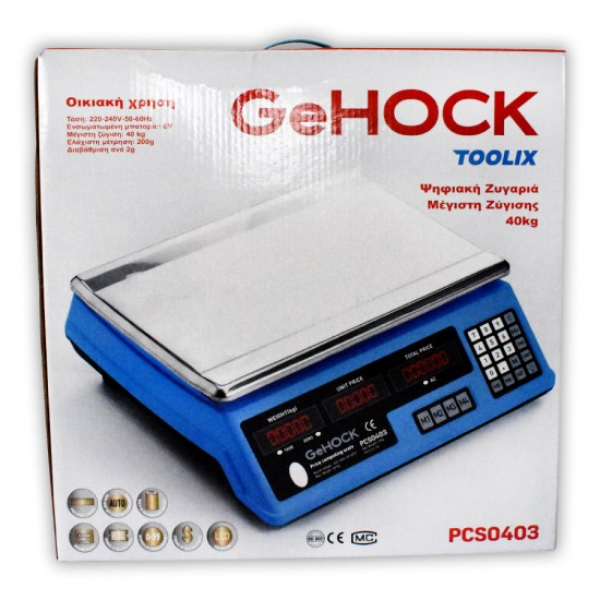 Ψηφιακή επιτραπέζια ζυγαριά 40kg Blue GeHOCK