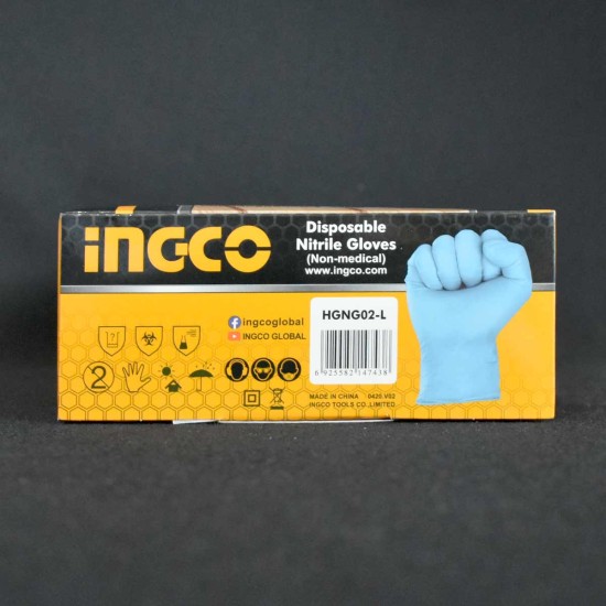 Γάντια Μιας Χρήσης Νιτριλίου Μπλε 100 τεμάχια HGNG02-L INGCO