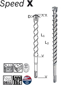 Τρυπάνια πιστολέτου Speed X, SDS-max Τρυπάνια πιστολέτου Speed X, SDS-max